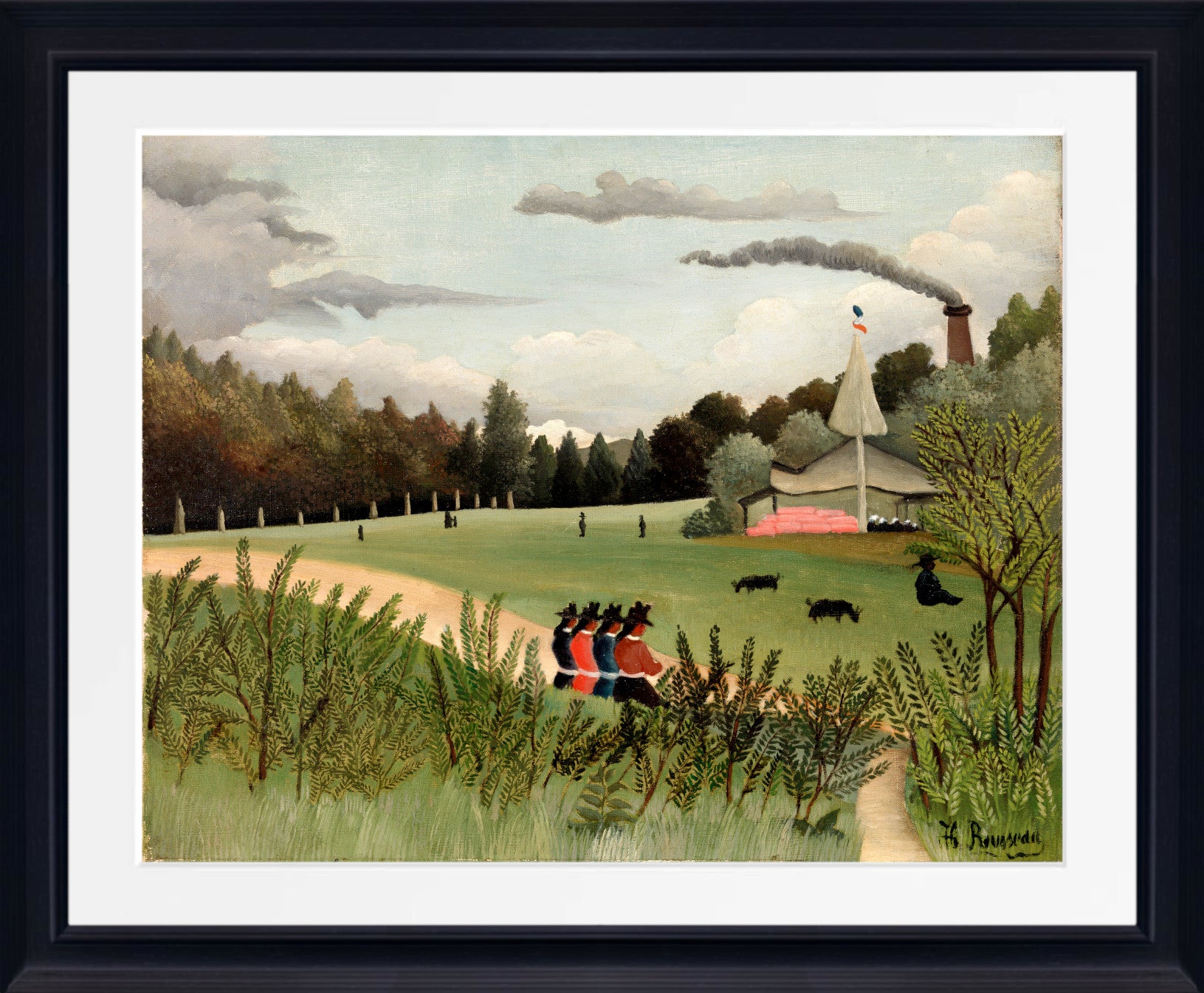 Henri Rousseau Framed Art Print, Landscape and Four Young Girls