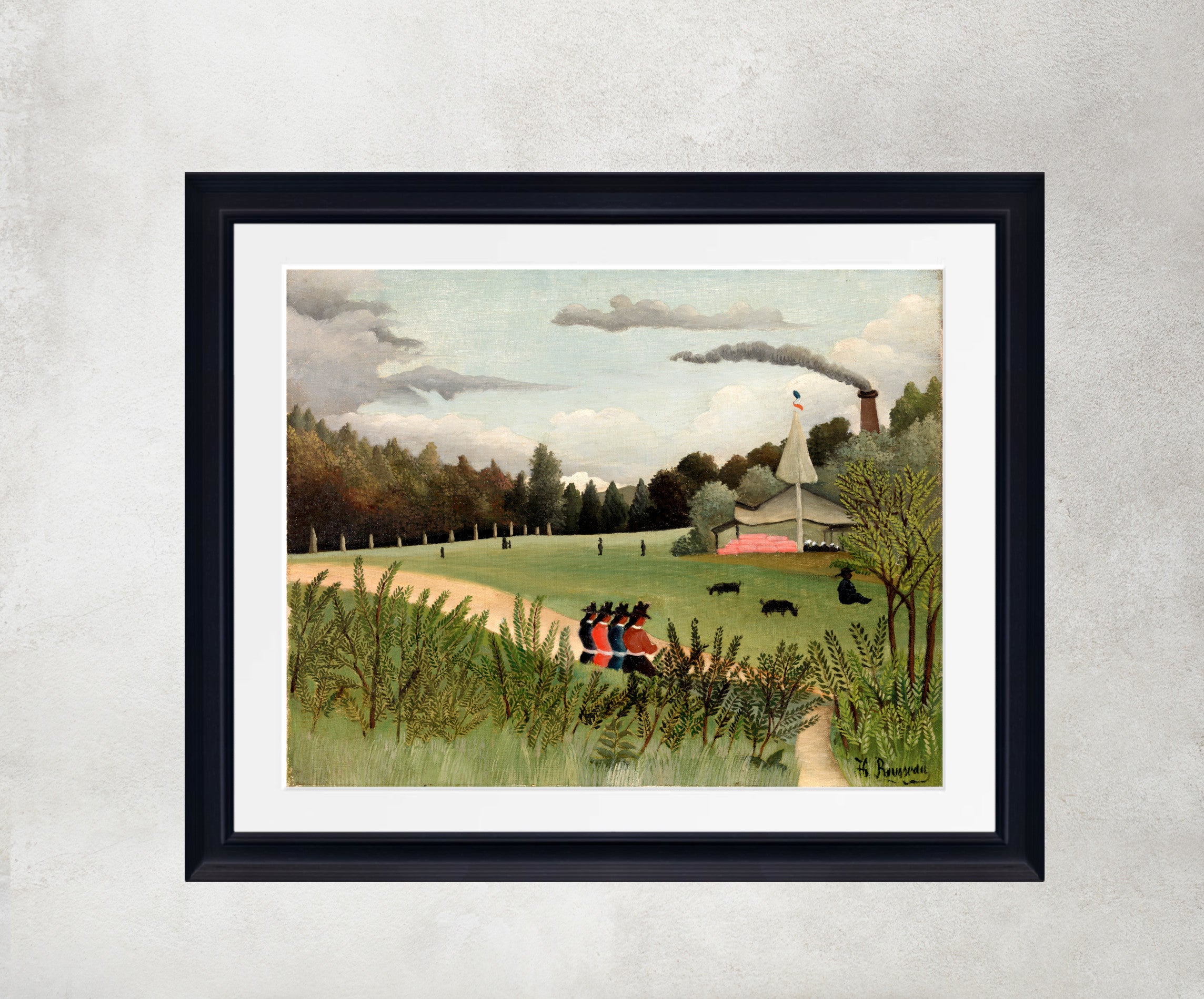 Henri Rousseau Framed Art Print, Landscape and Four Young Girls