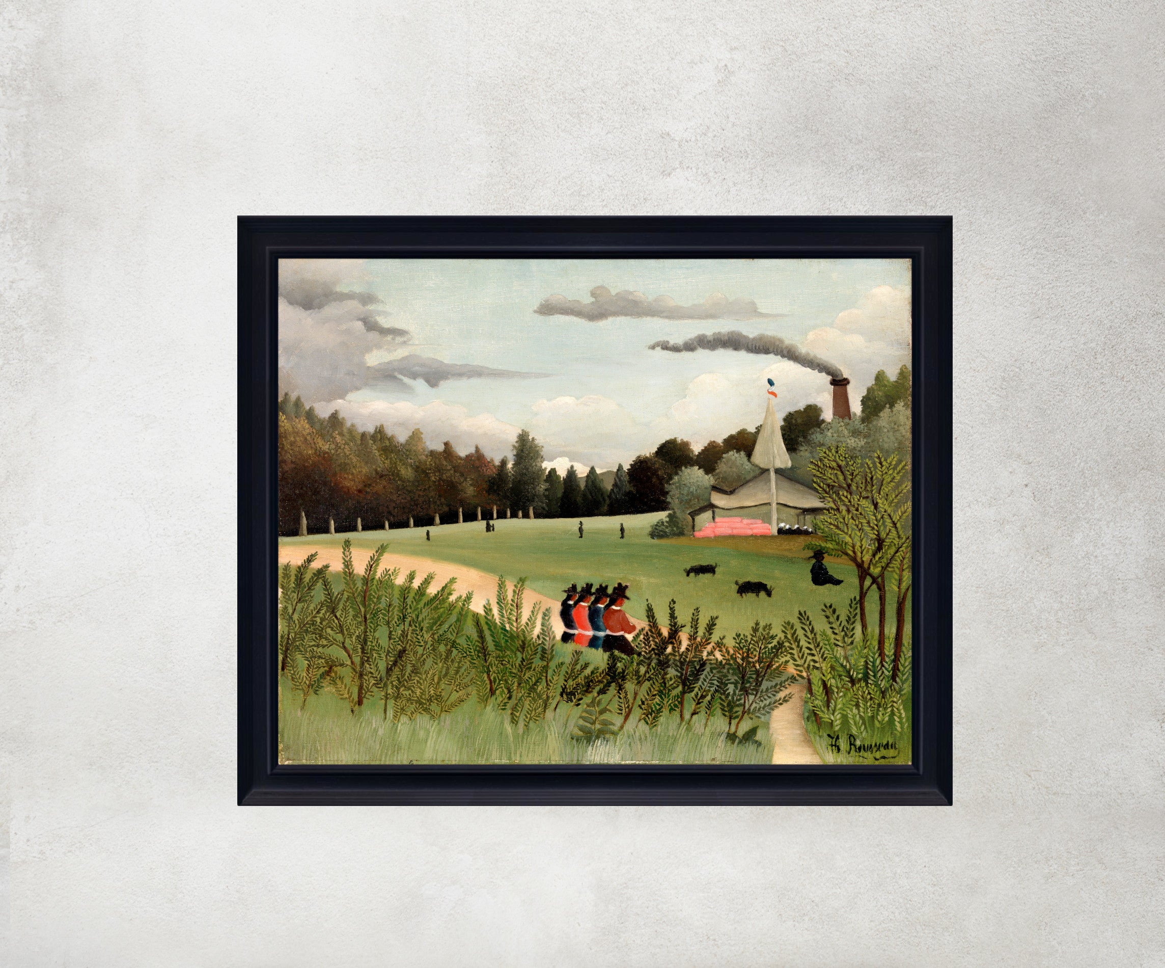 Henri Rousseau Framed Art Print, Landscape and Four Young Girls