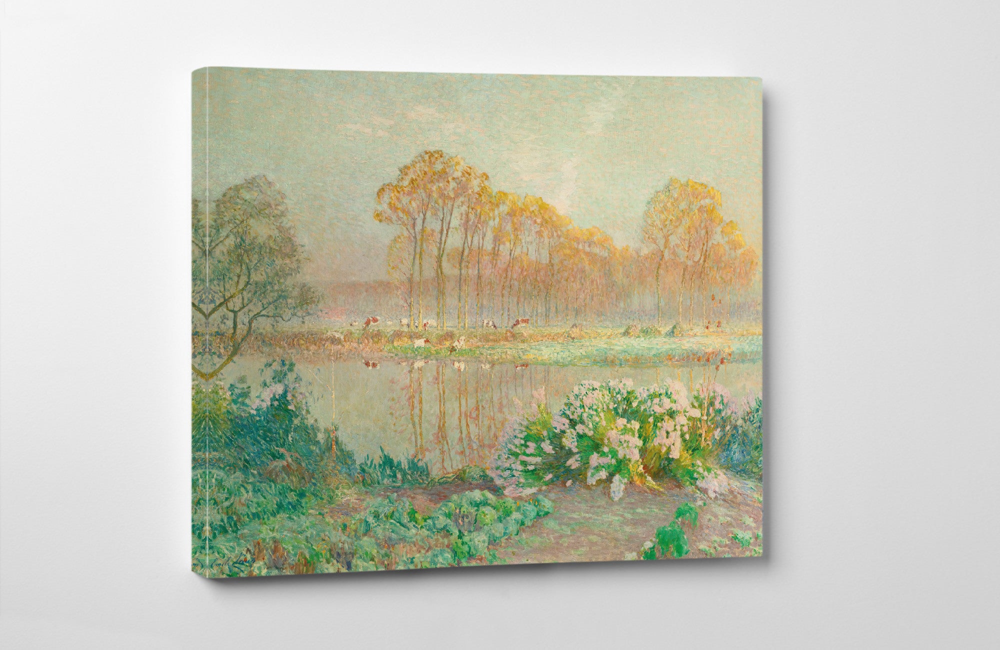 Landscape with pond and blooms, Emile Claus, Belgian Luminsm