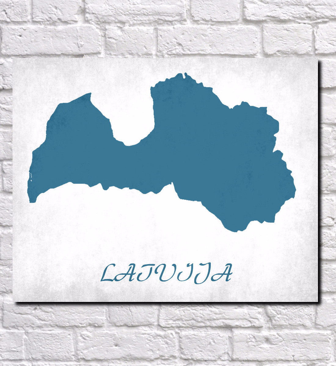 Latvian Map Print Outline Wall Map of Latvia