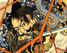 Utagawa Kuniyoshi, Japanese Fine Art Print, Li Hayata Hironao grappling with the monstruos nue