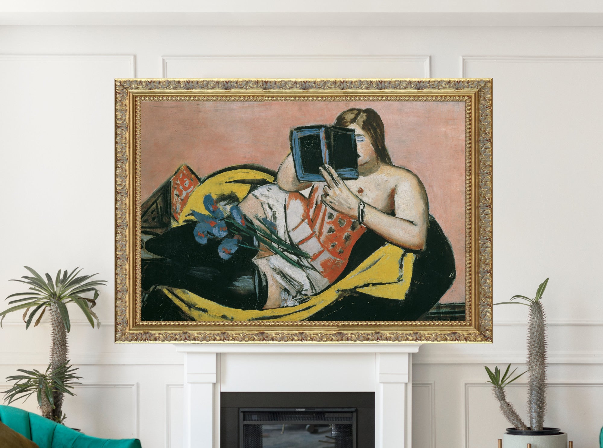 Max Beckmann, Woman Lying With Book And Irises (1931)  - New Objectivity
