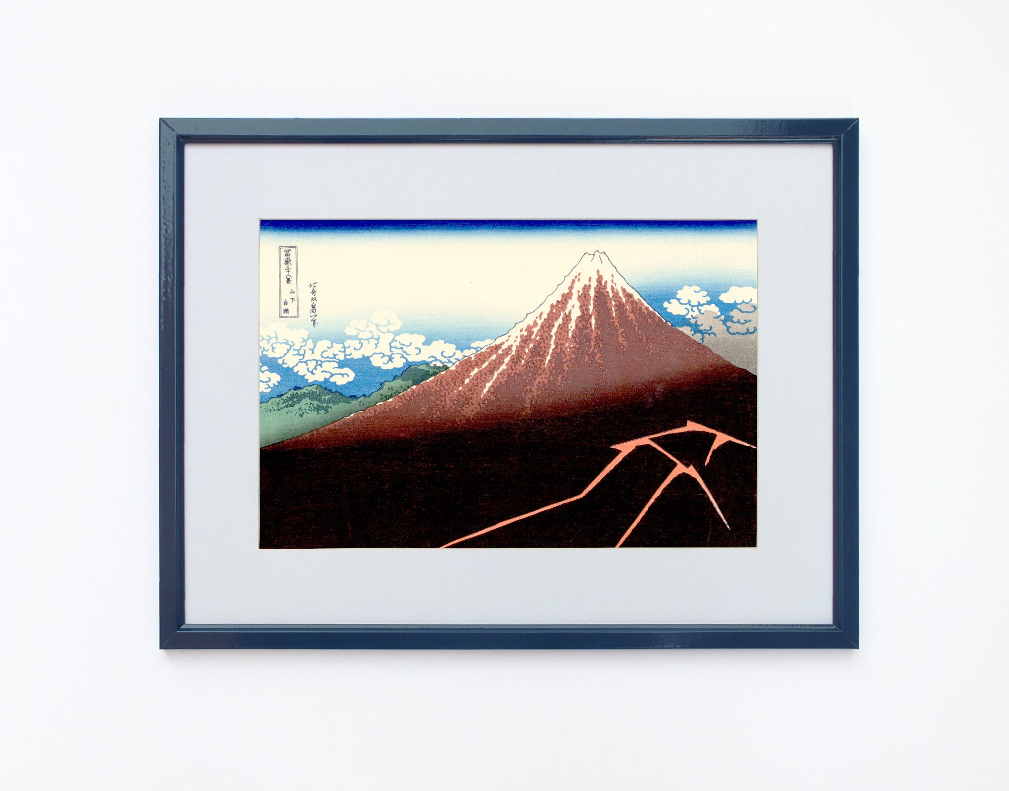 36 Views of Mount Fuji, Inume Pass, Lightning Below the Summit, Japanese Print