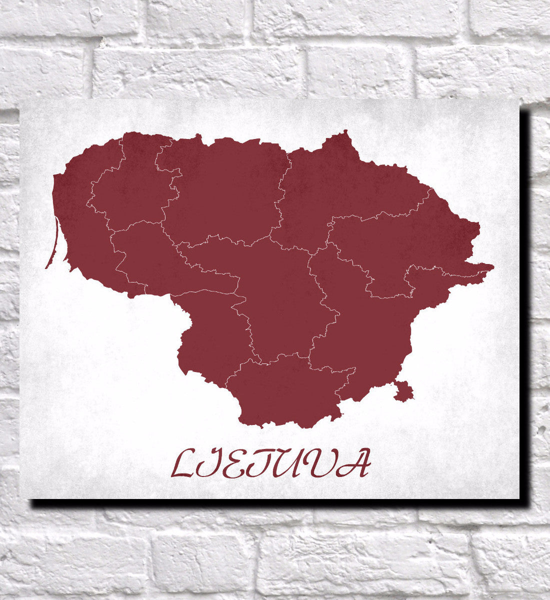 Lithuanian Map Print Outline Wall Map of Lithuania