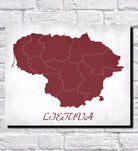 Lithuanian Map Print Outline Wall Map of Lithuania