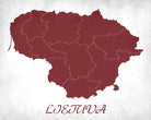 Lithuanian Map Print Outline Wall Map of Lithuania