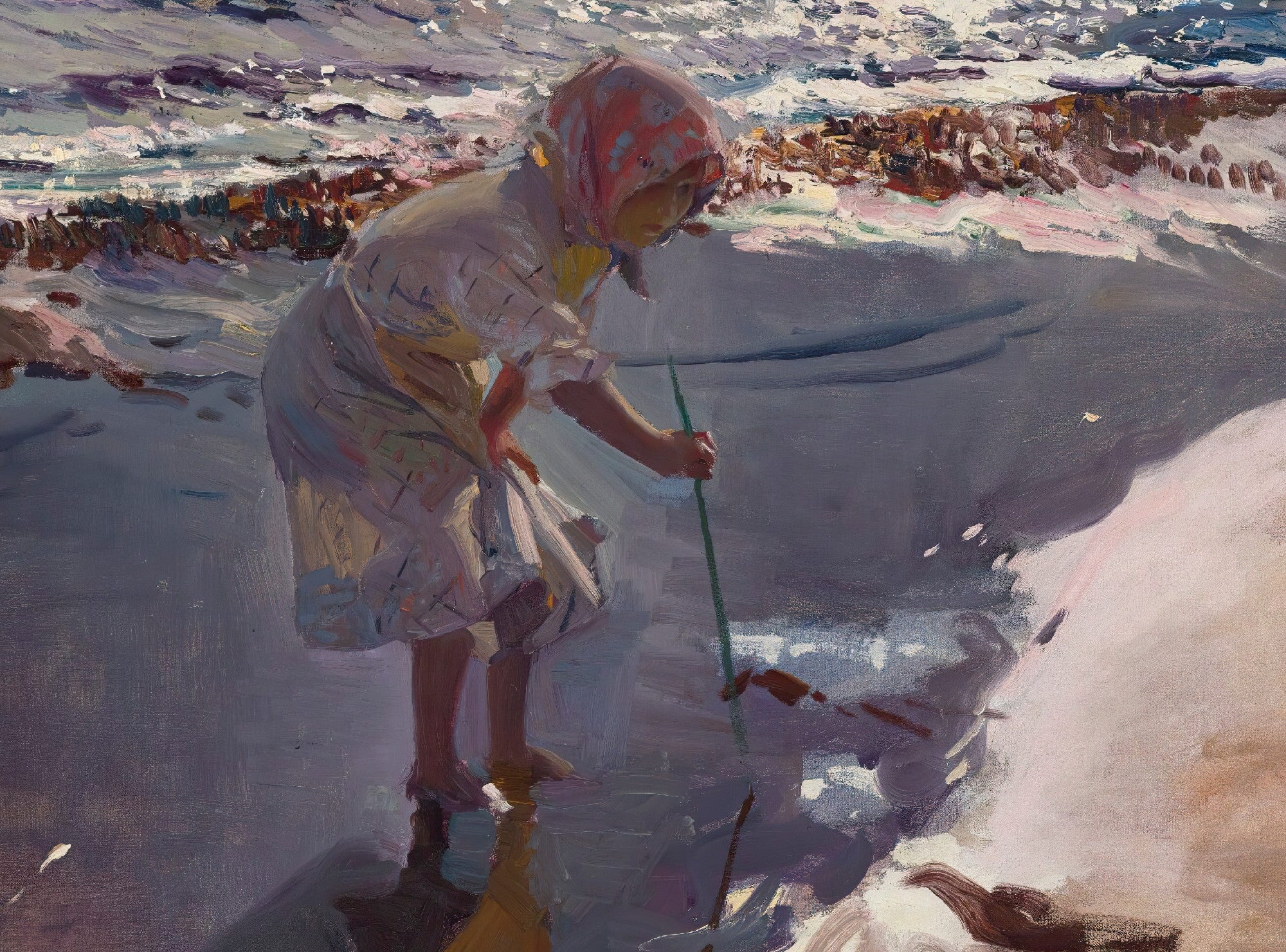 Looking for shellfish, Valencia beach, Joaquín Sorolla Fine Art Print
