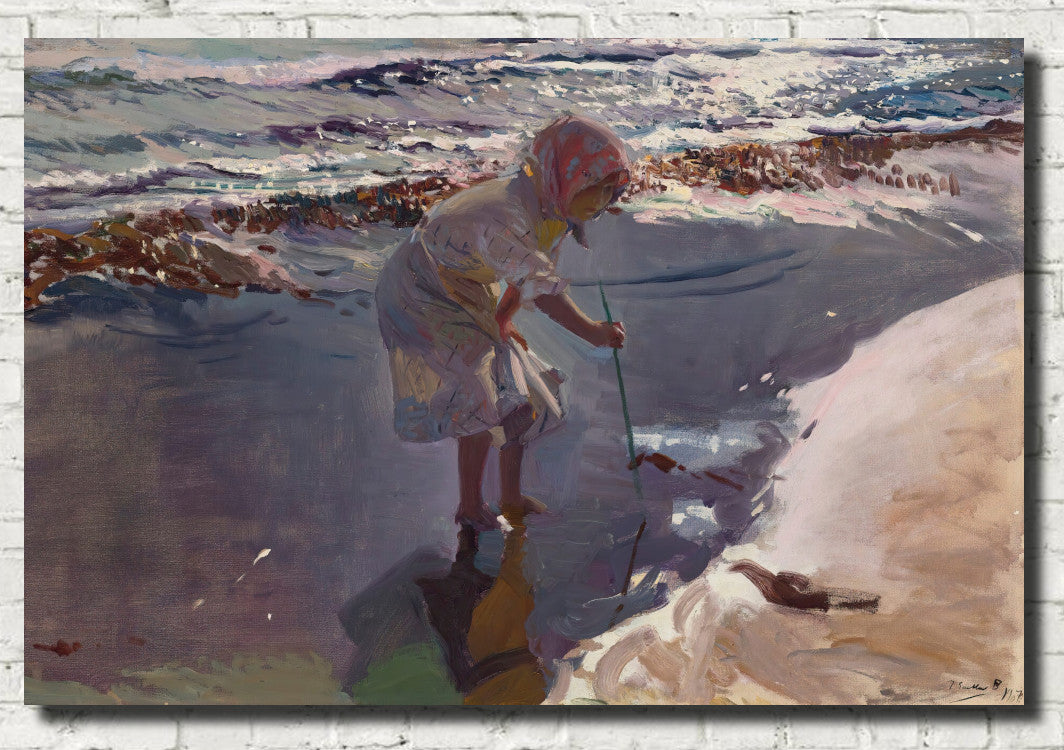 Looking for shellfish, Valencia beach, Joaquín Sorolla Fine Art Print