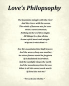 Love's Philosophy Poem by Percy Bysshe Shelley, Typography Print