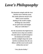 Love's Philosophy Poem by Percy Bysshe Shelley, Typography Print