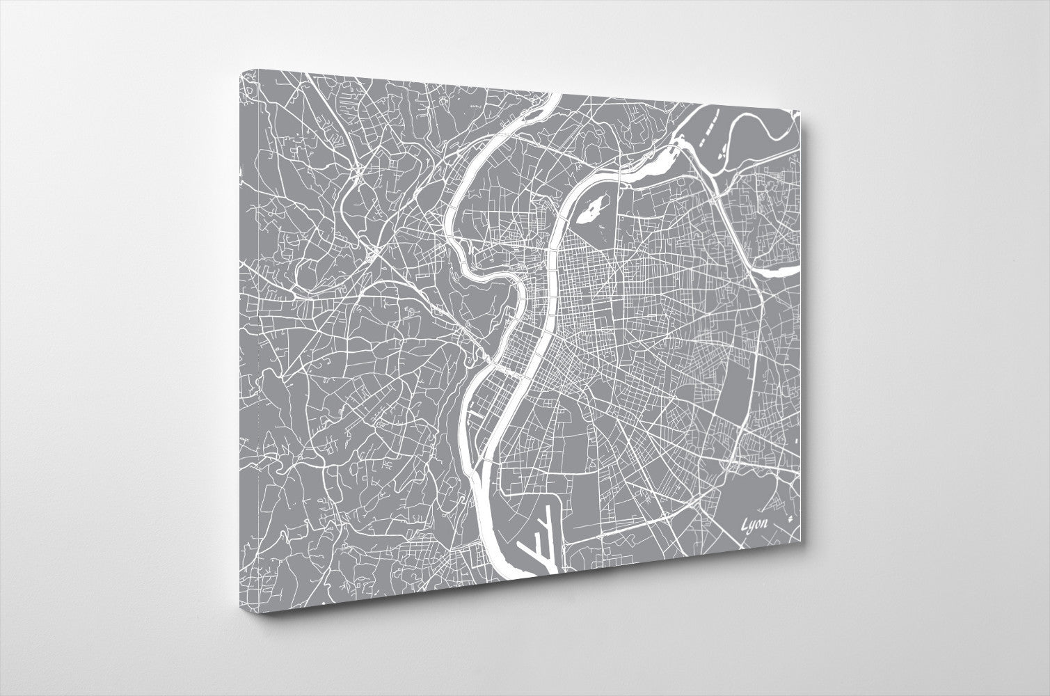 Lyon City Street Map Print Feature Wall Art Poster