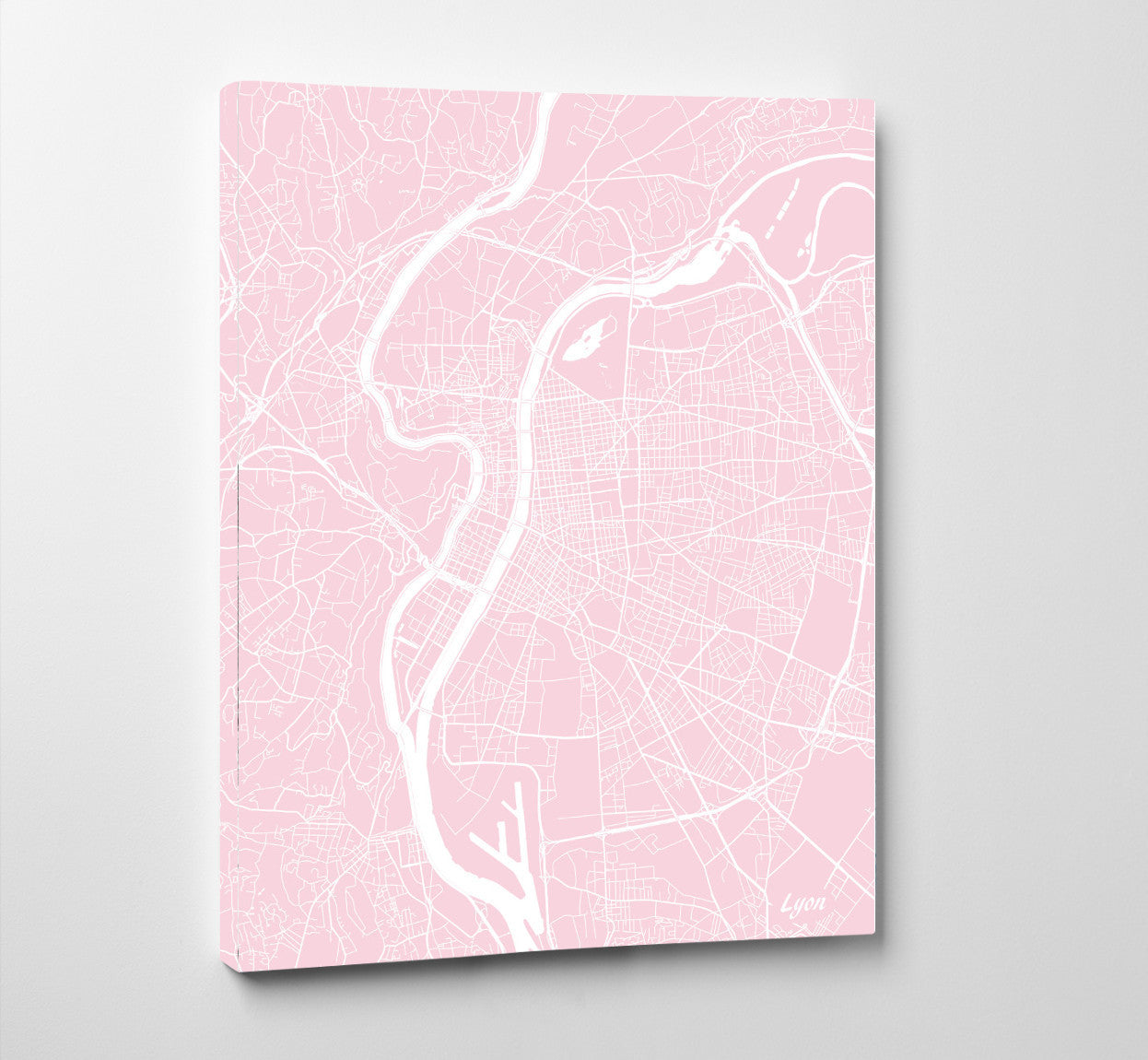 Lyon City Street Map Print Feature Wall Art Poster