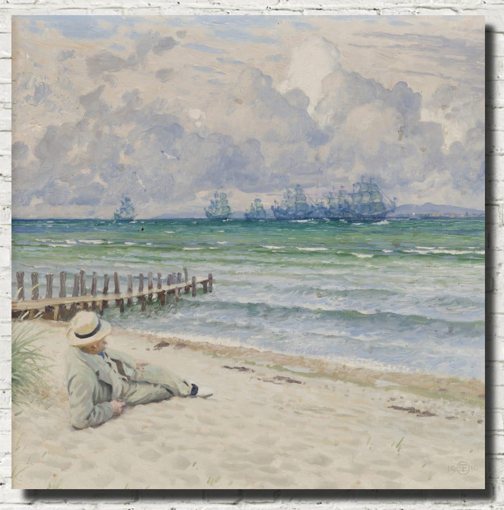 Paul Gustav Fischer Fine Art Print, Man on the Beach