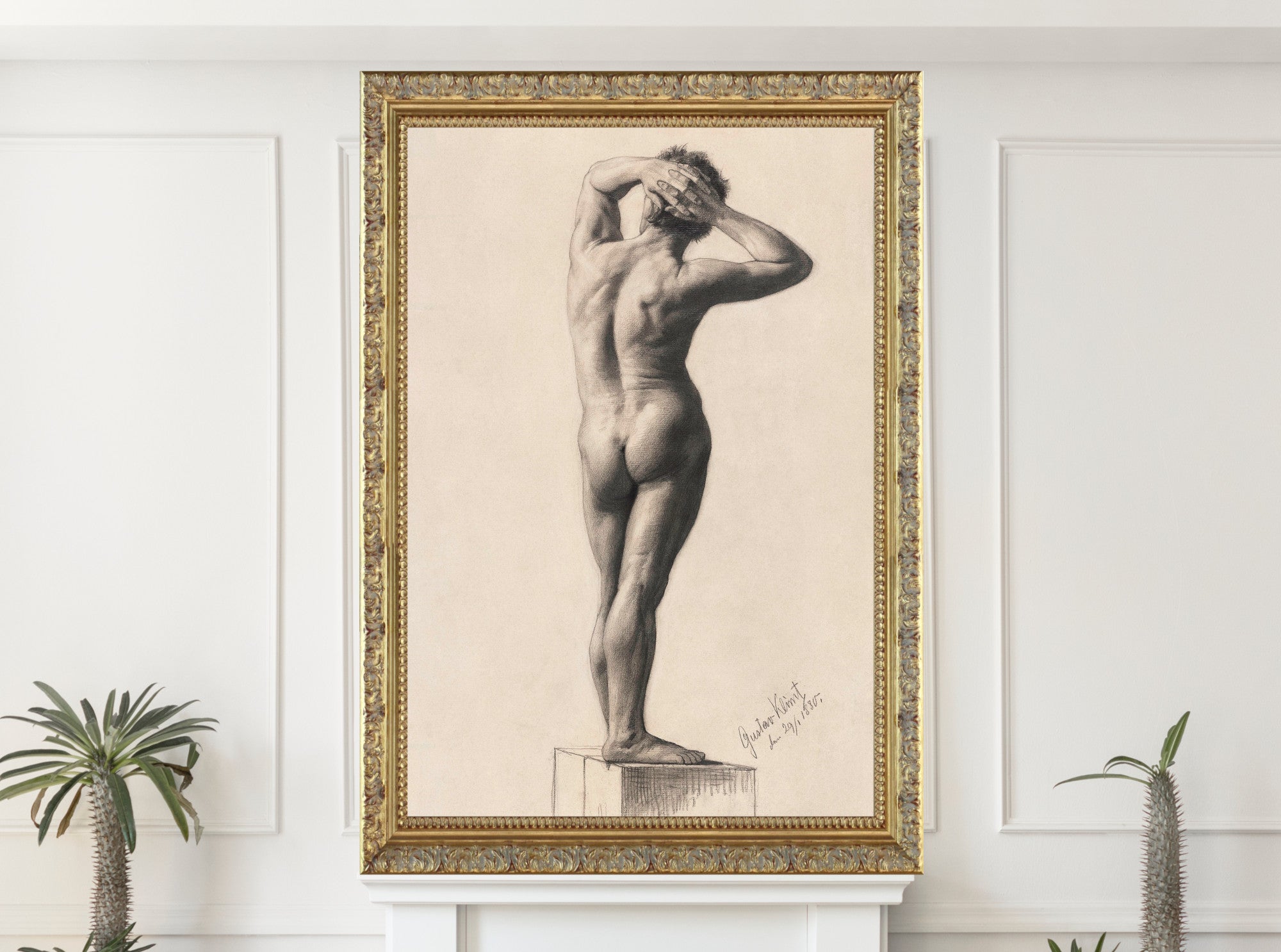 Gustav Klimt, Male Nude Standing Rear View