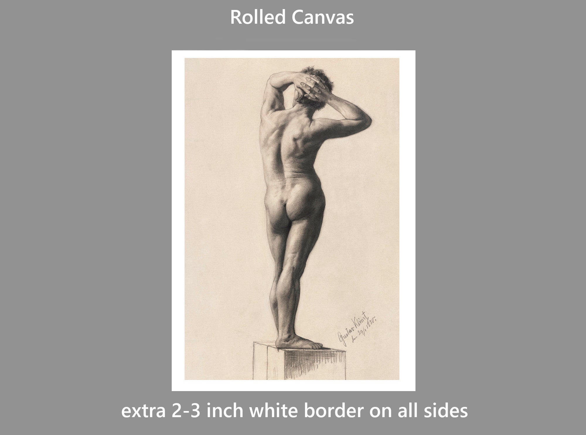 Gustav Klimt, Male Nude Standing Rear View