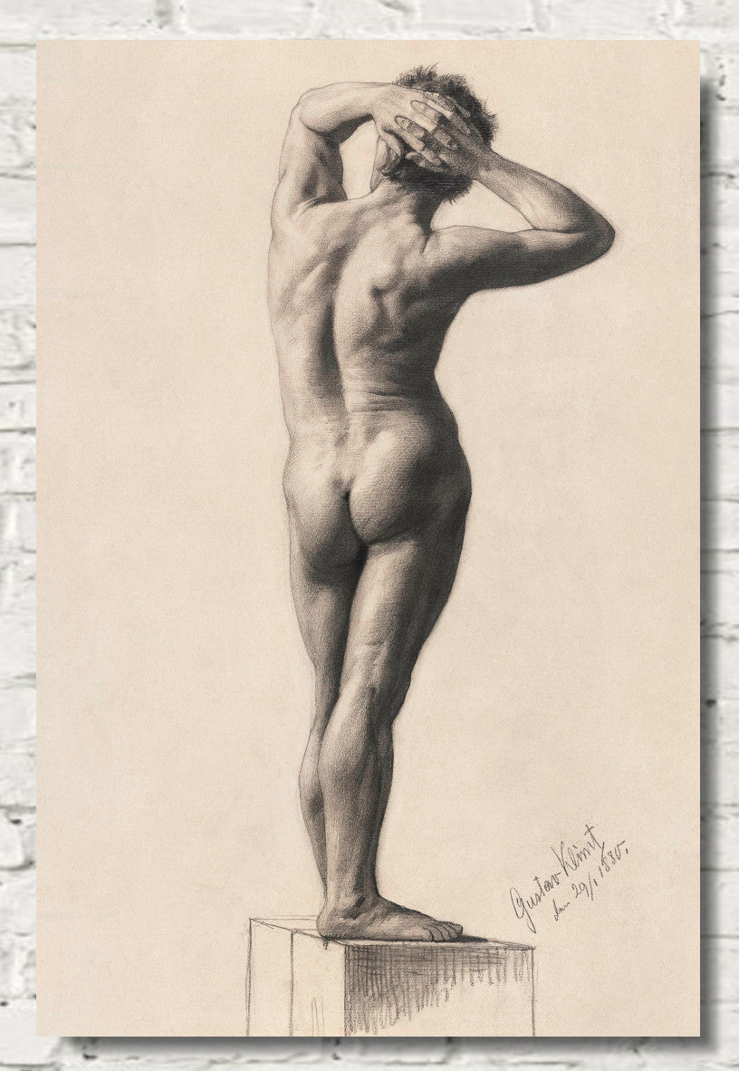 Gustav Klimt, Male Nude Standing Rear View