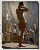 Male Nude in the Studio of Bonnat, Laurits Tuxen Fine Art Print