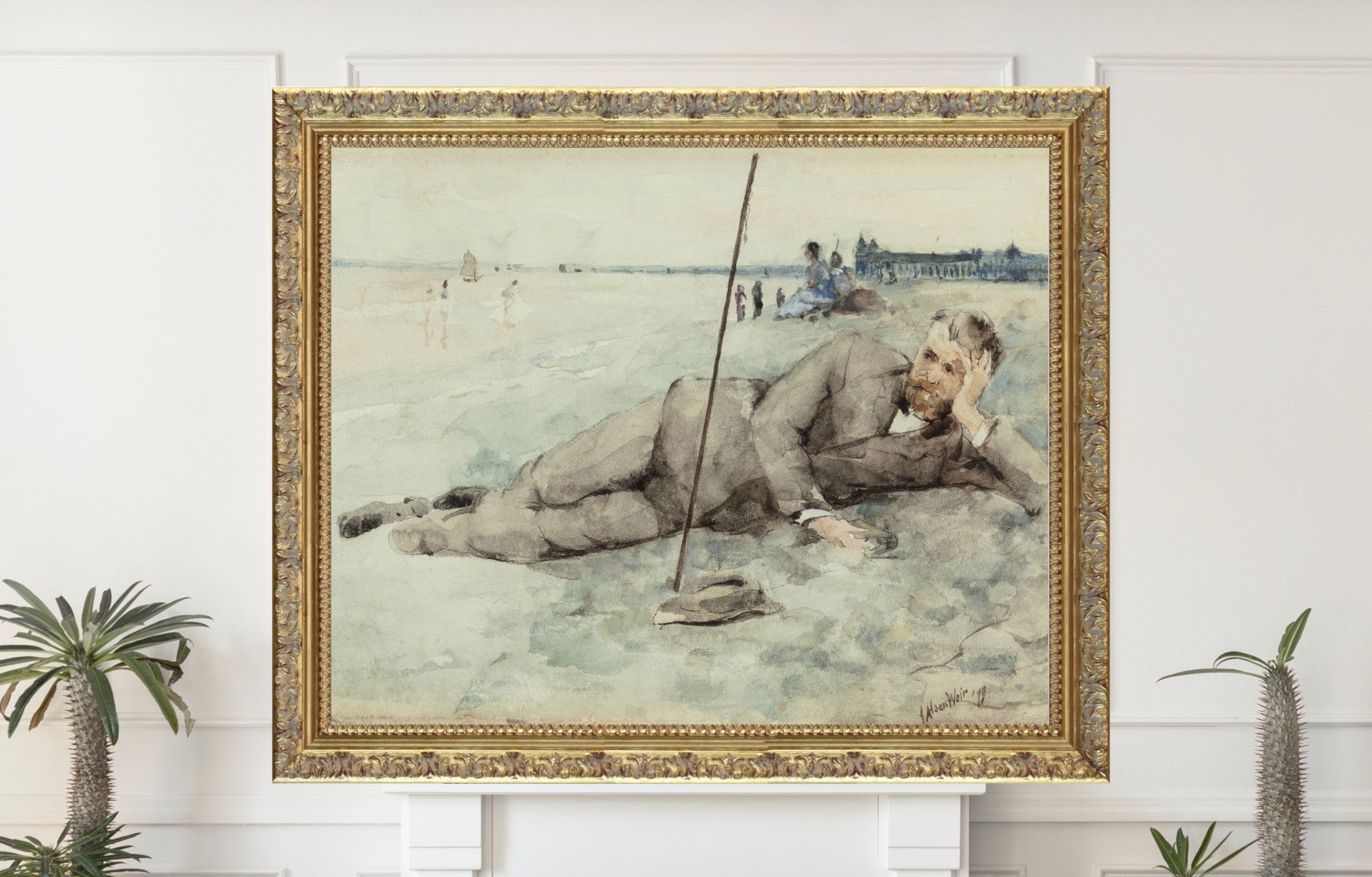 Man Reclining on a Beach (1879), J. Alden Weir
