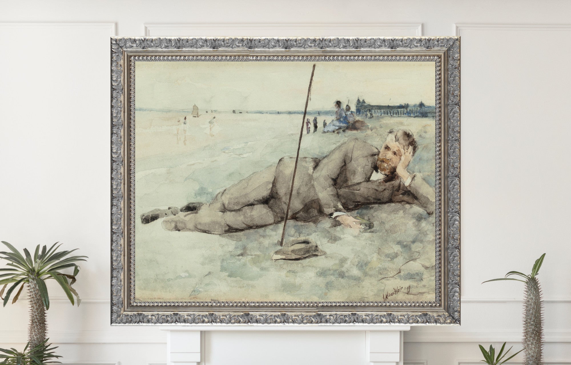 Man Reclining on a Beach (1879), J. Alden Weir
