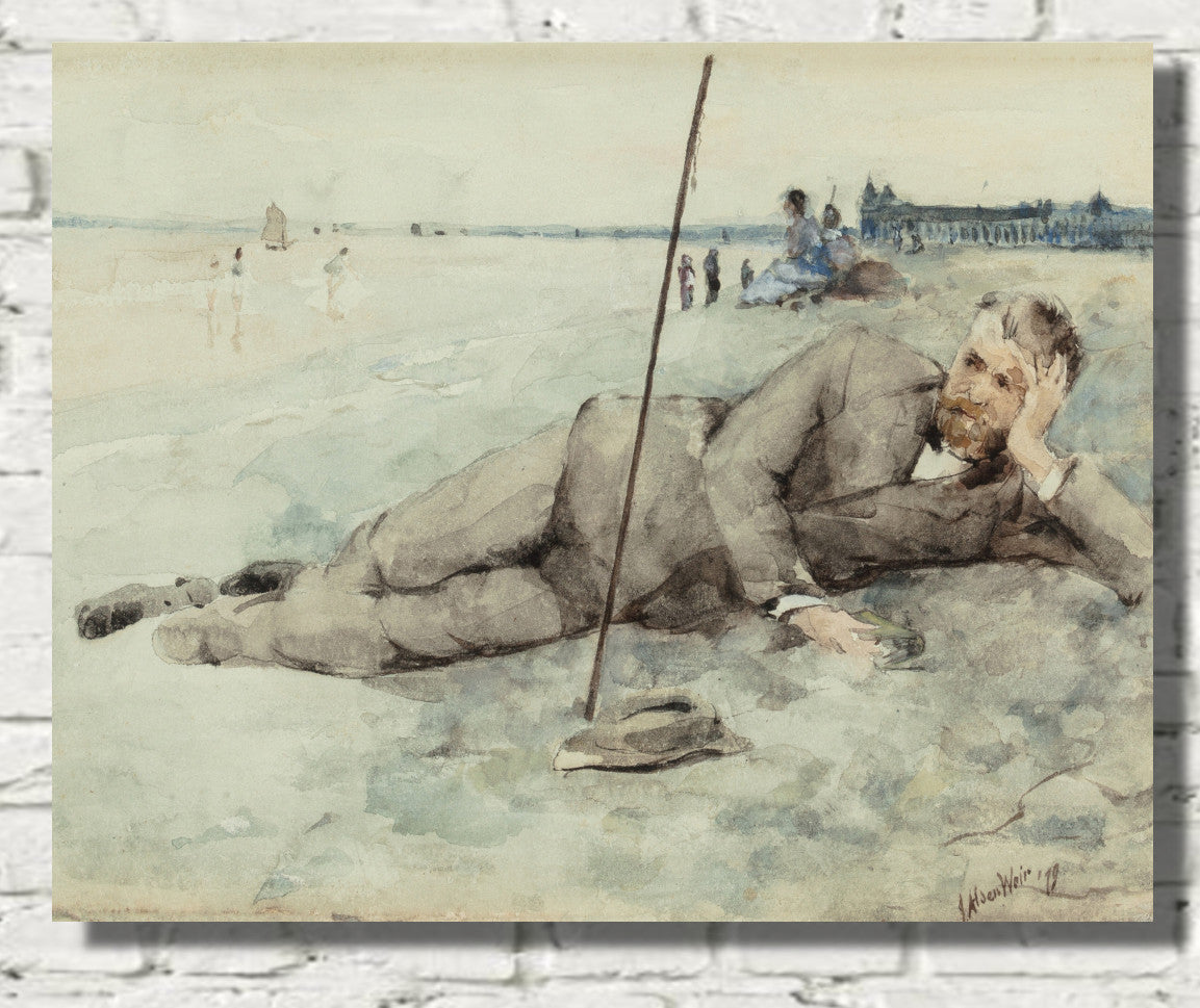 Man Reclining on a Beach (1879), J. Alden Weir