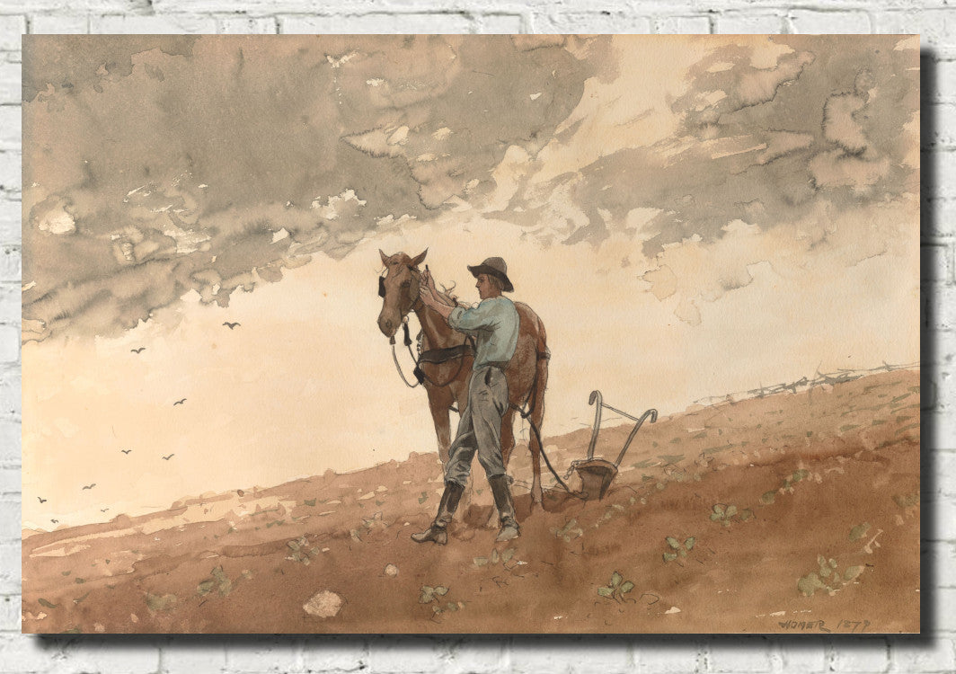 Man with a Plough Horse, Winslow Homer Fine Art Print