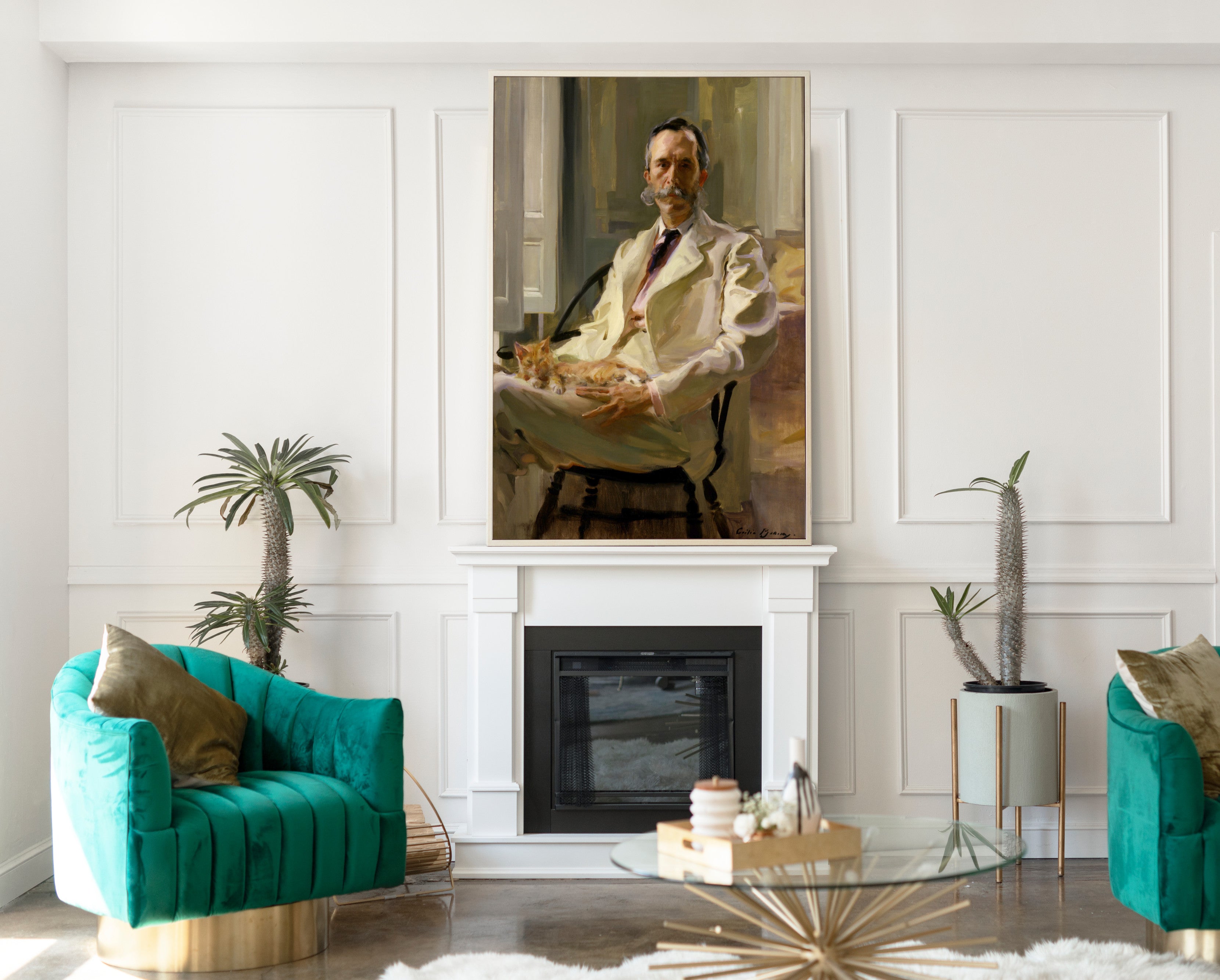 Man with the Cat (Henry Sturgis Drinker), Cecelia Beaux Fine Art Print