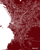 Marseille City Street Map Print Feature Wall Art Poster