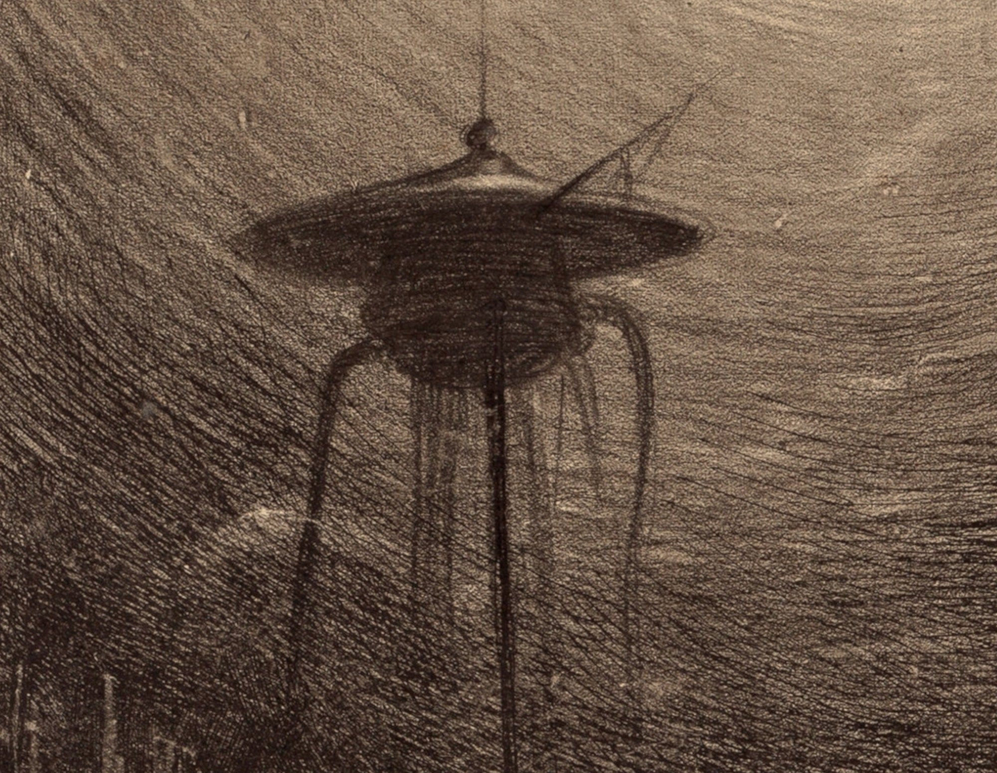 War of the Worlds Illustration, Martian Machine Over the Thames, Henrique Alvim Corrêa