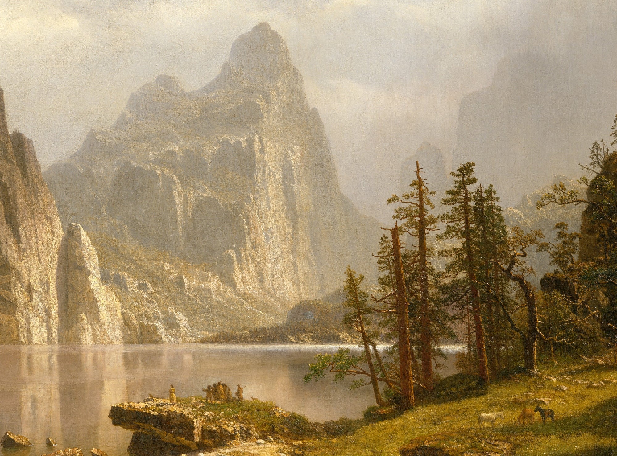 Merced River, Yosemite Valley, Albert Bierstadt, Landscape Print