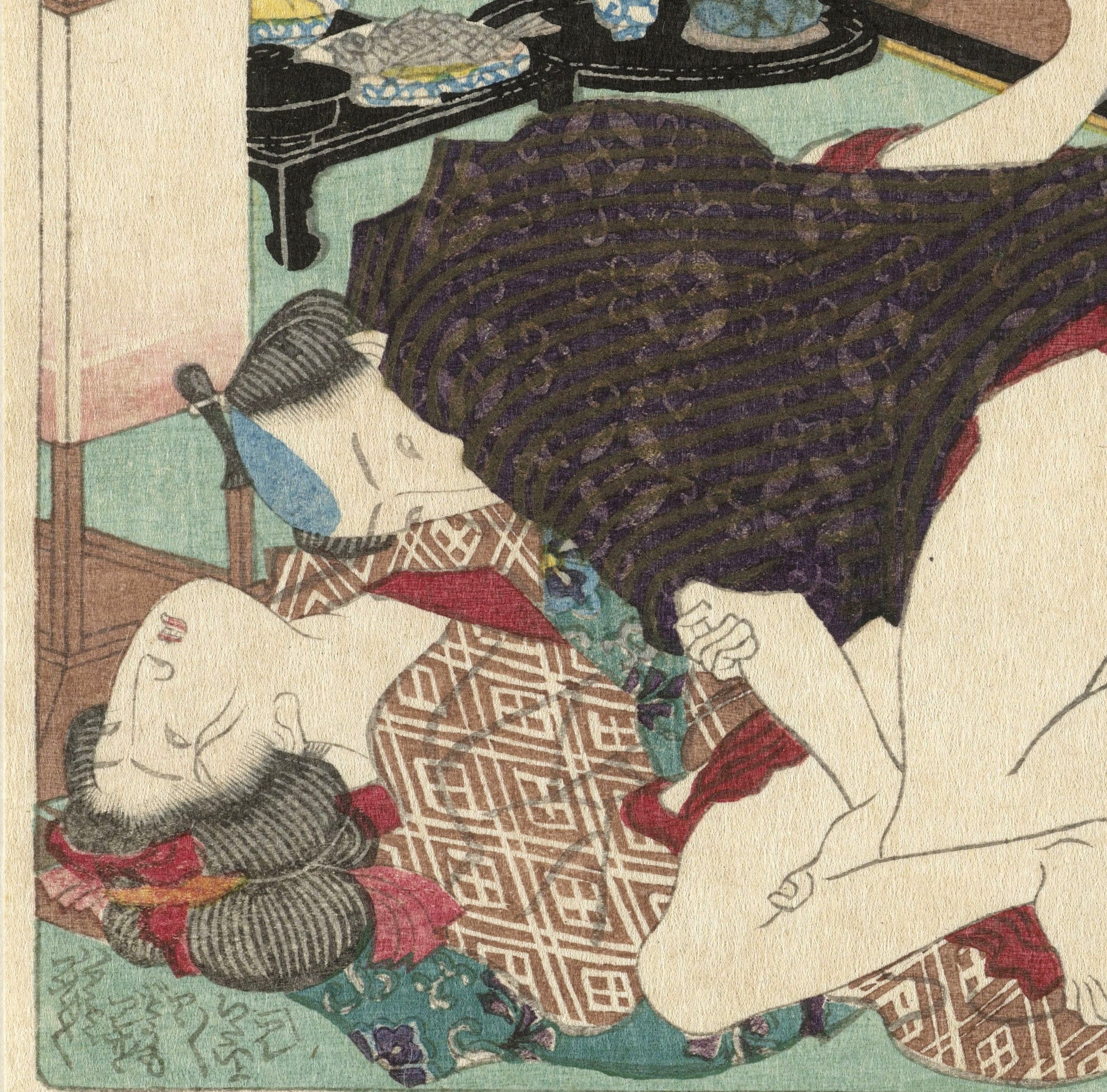 Utagawa Kunisada, Japanese Shunga Art Print : Minakuchi, The erotic road to the capital