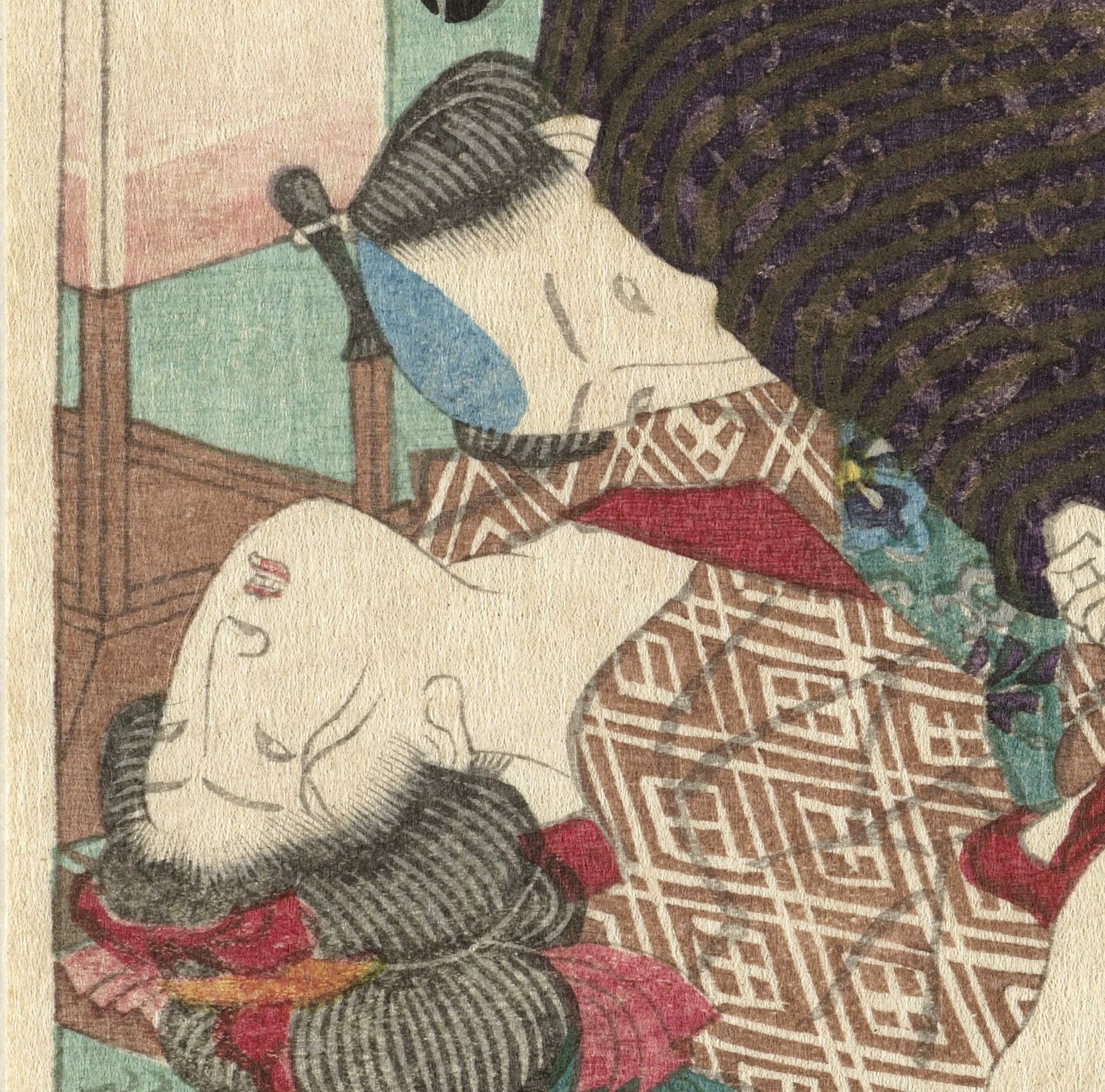 Utagawa Kunisada, Japanese Shunga Art Print : Minakuchi, The erotic road to the capital
