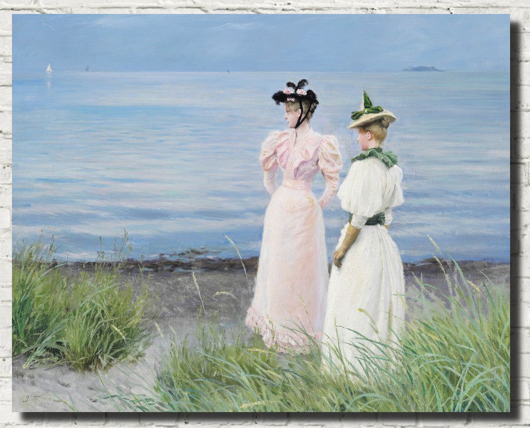 Paul Gustav Fischer Fine Art Print, Summer Day on the Beach in Hellerup