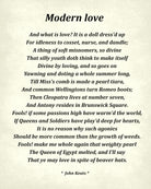 Modern Love Poem by John Keats, Typography Print