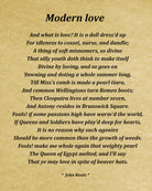 Modern Love Poem by John Keats, Typography Print