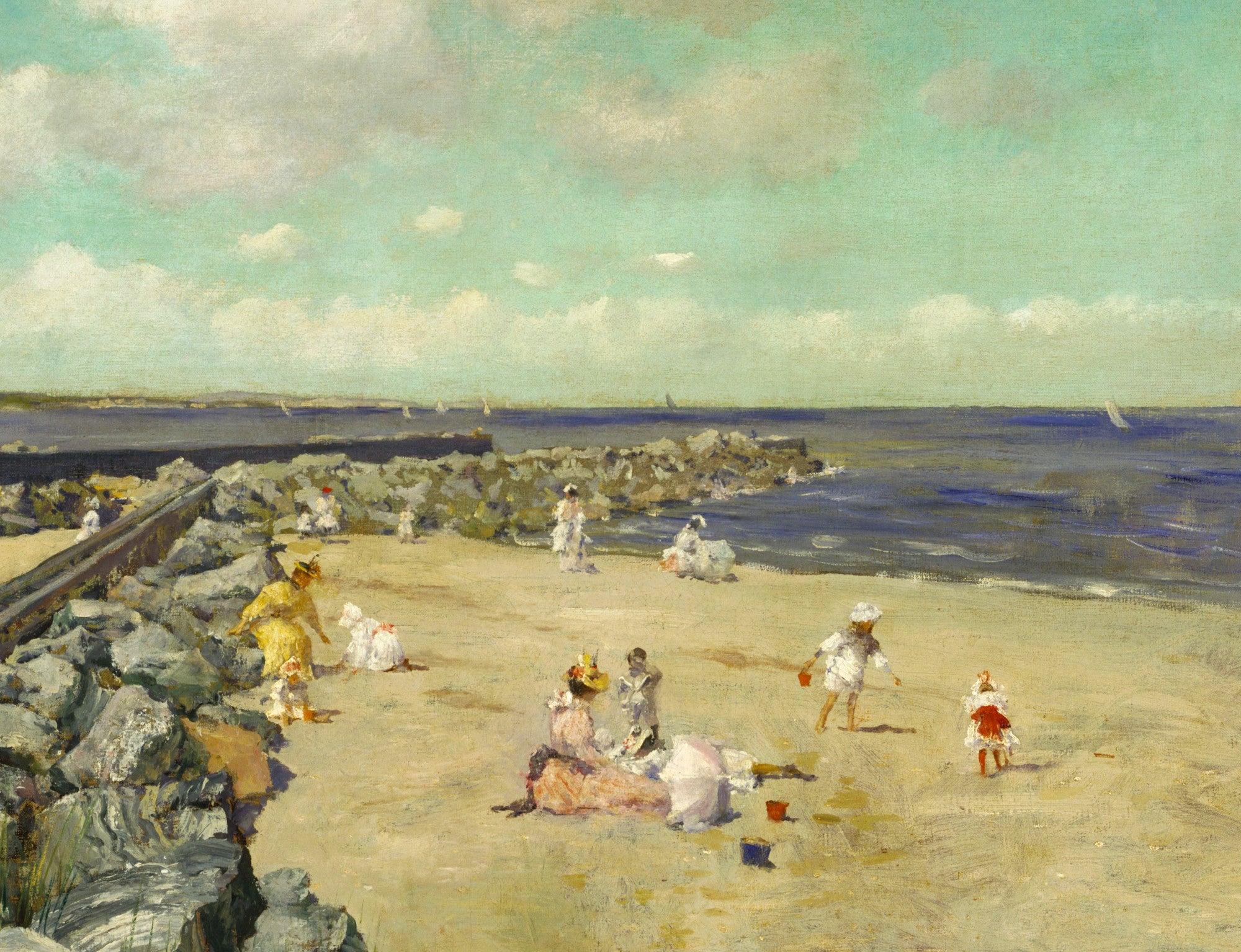 William Merritt Chase Fine Art Print, Morning Breakwater at Shinnecock