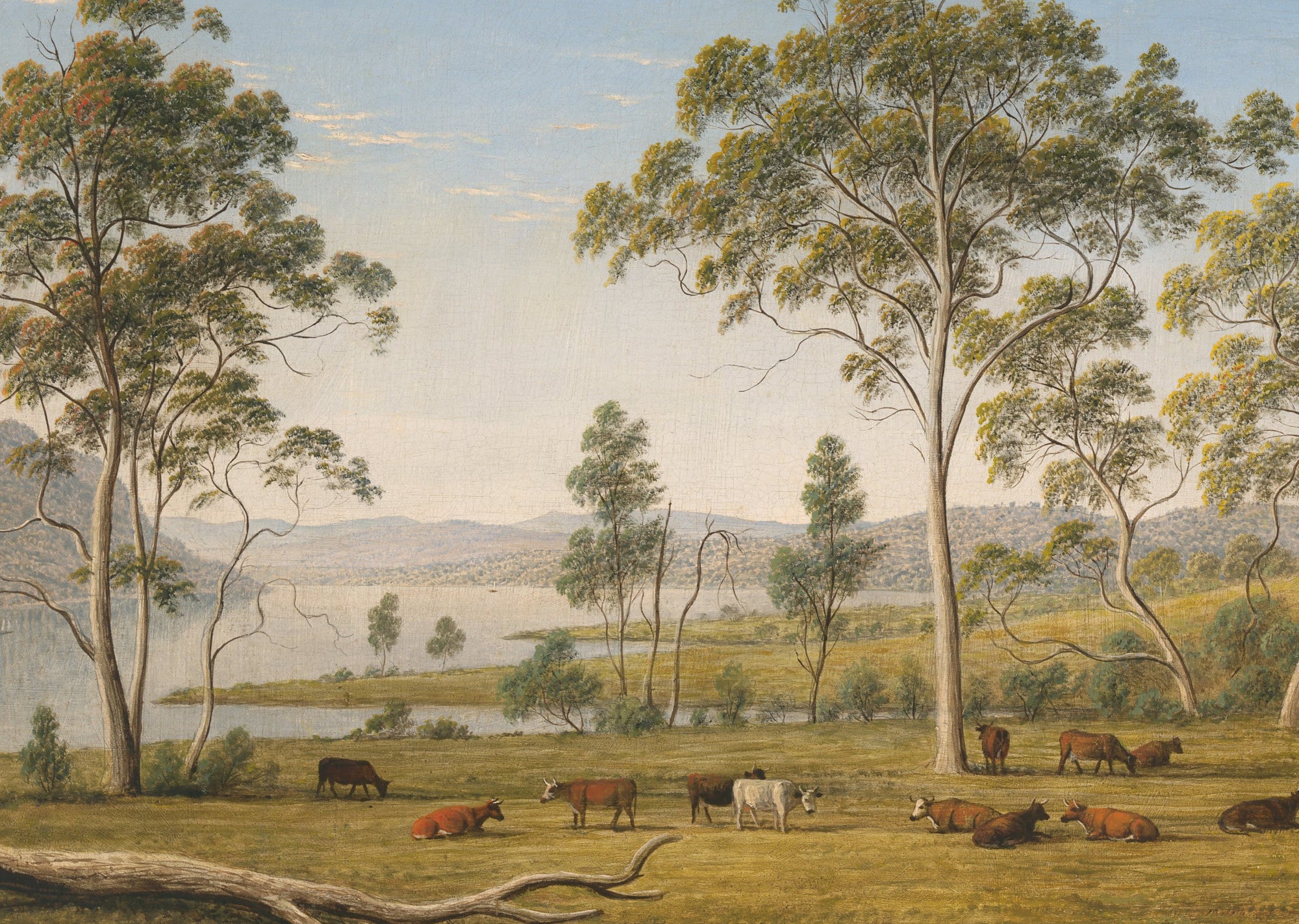 John Glover Fine Art Print : Mr Robinson's house on the Derwent, Van Diemen's Land