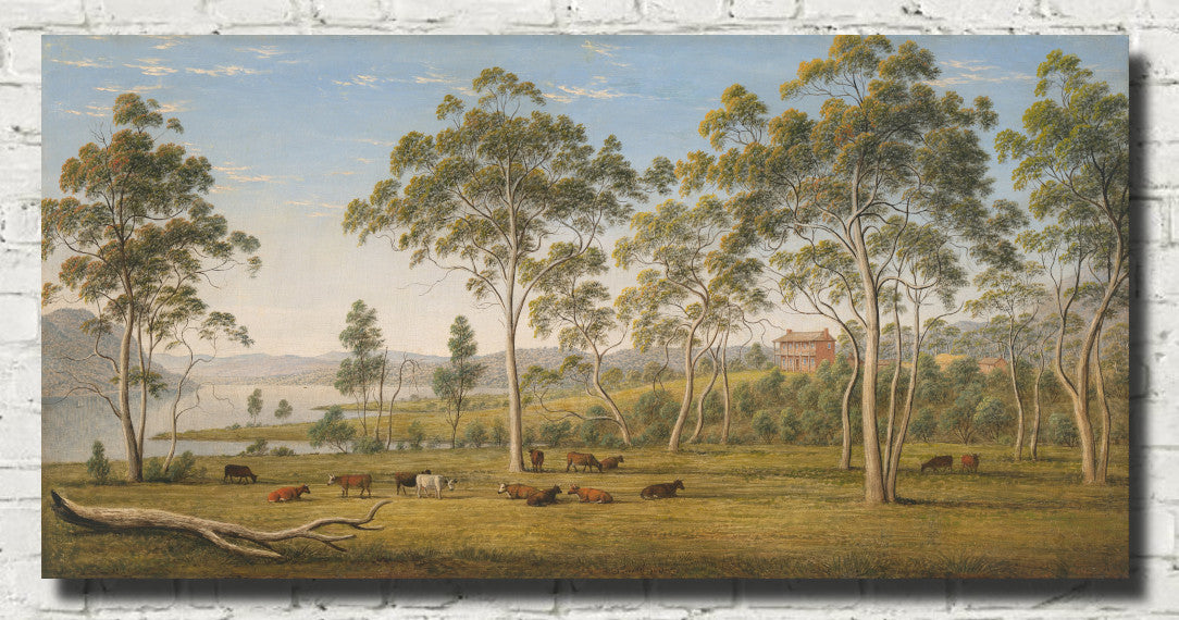 John Glover Fine Art Print : Mr Robinson's house on the Derwent, Van Diemen's Land