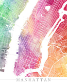 Manhattan New York City Street Map Print Modern Art Poster