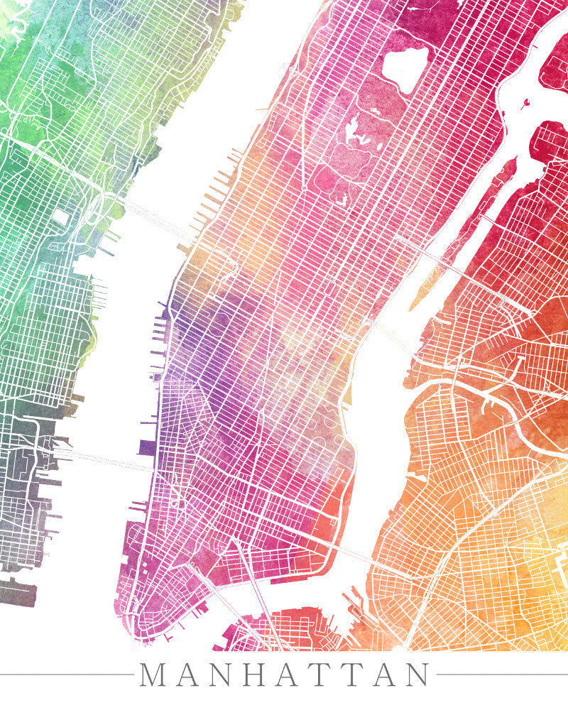 Manhattan New York City Street Map Print Modern Art Poster