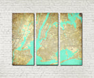 New York City Street Map 3 Panel Canvas Wall Art 7103C3