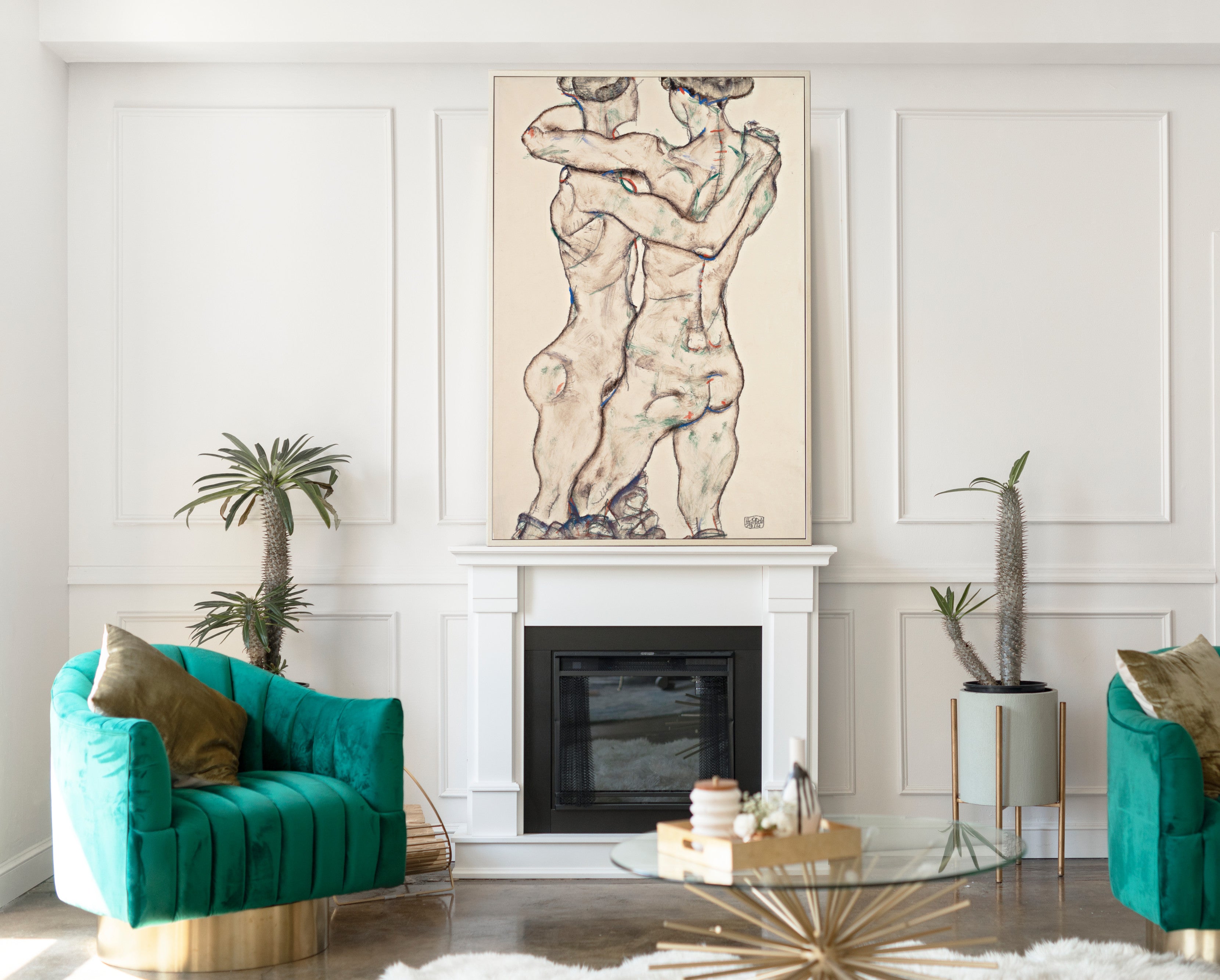 Naked Girls Embracing, Egon Schiele Fine Art Print