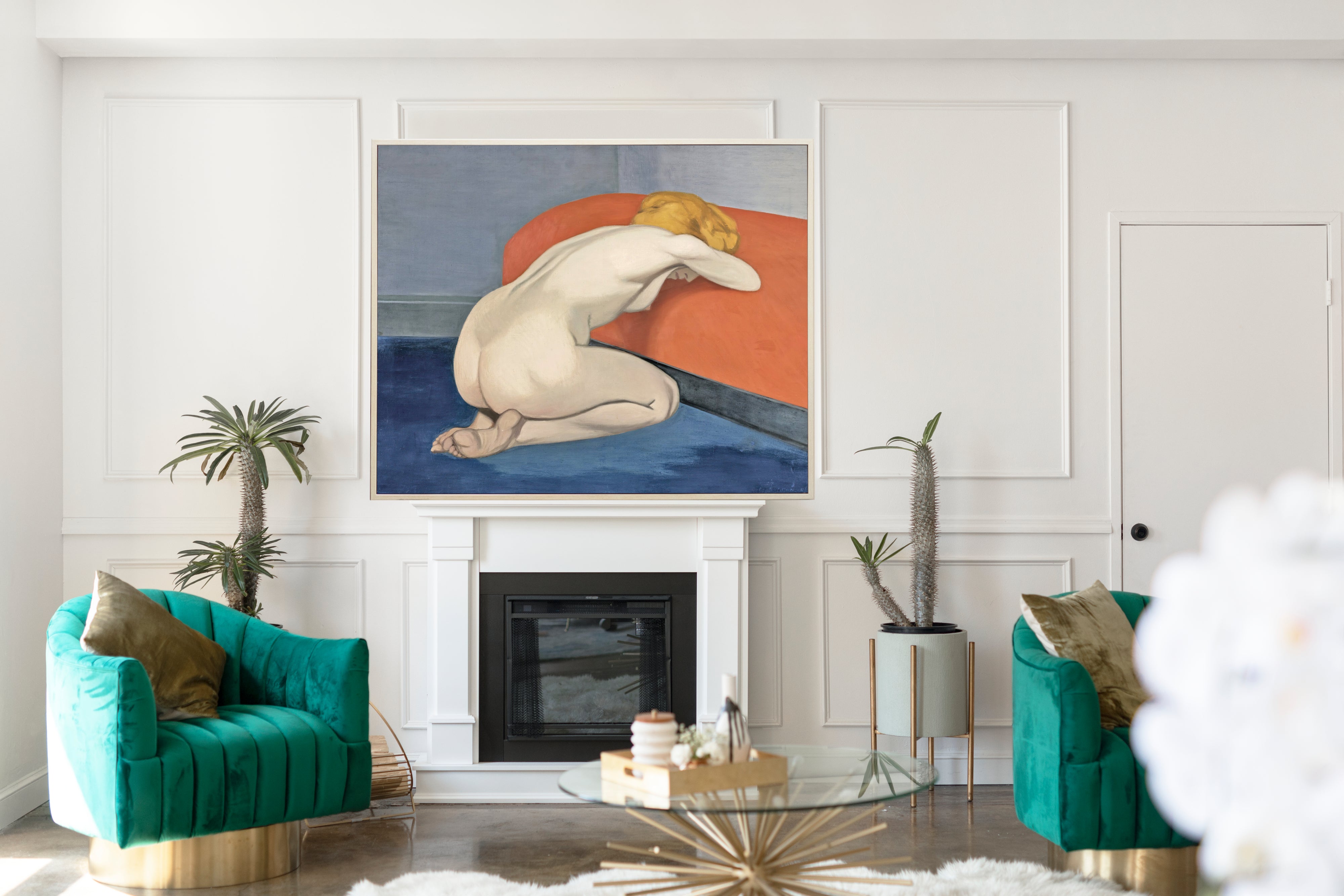Naked Woman Kneeling In Front of a Red Couch, Félix Vallotton Fine Art Print