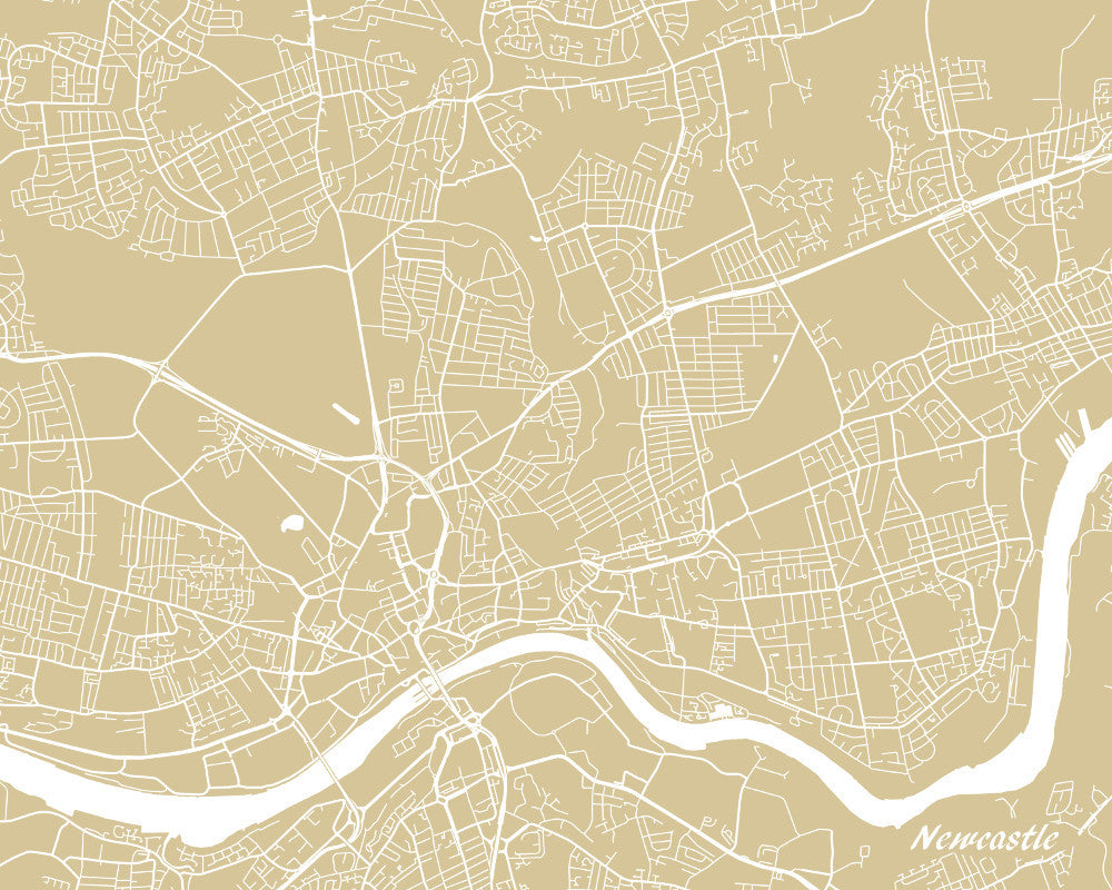Newcastle City Street Map Print Modern Art Poster Home Decor - OnTrendAndFab