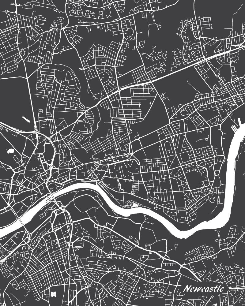 Newcastle City Street Map Print Modern Art Poster Home Decor - OnTrendAndFab