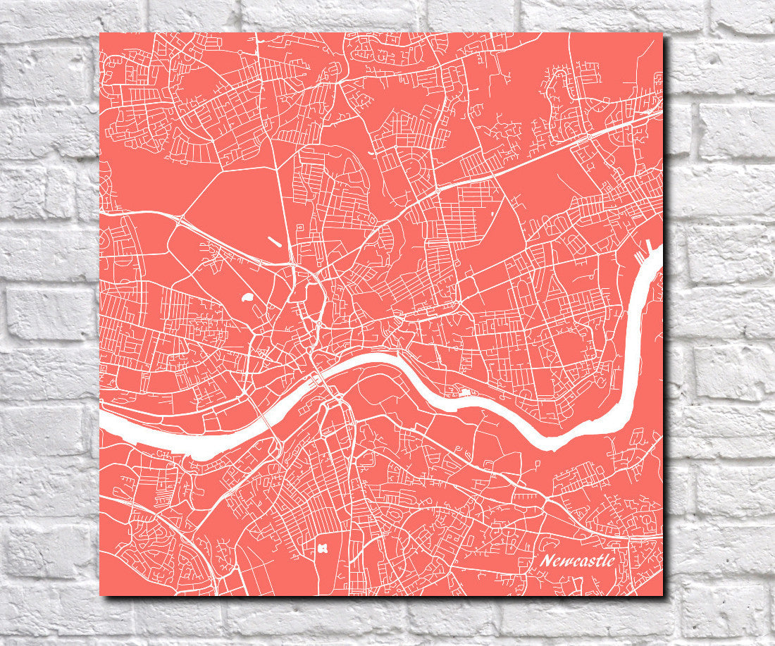 Newcastle City Street Map Poster Custom Wall Map Print - OnTrendAndFab