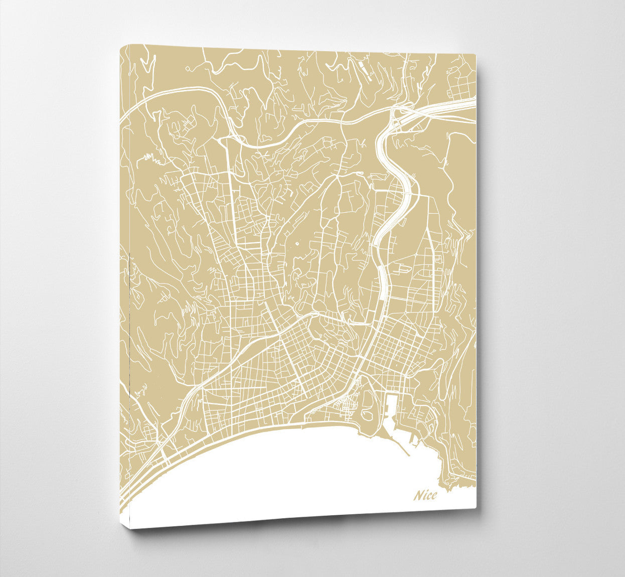 Nice City Street Map Print Feature Wall Art Poster