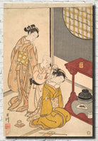 Suzuki Harunobu, Japanese Art Print : Night Rain on the Daisu