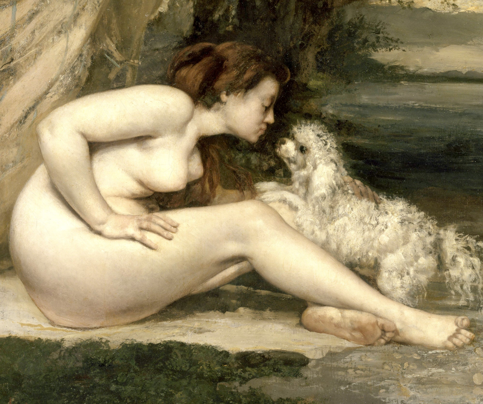 Gustave Courbet Fine Art Print, Nude Woman with a Dog