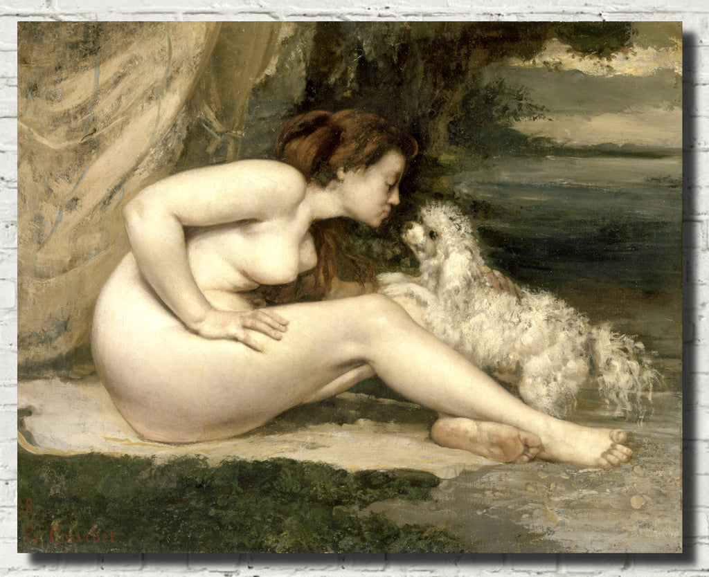 Gustave Courbet Fine Art Print, Nude Woman with a Dog